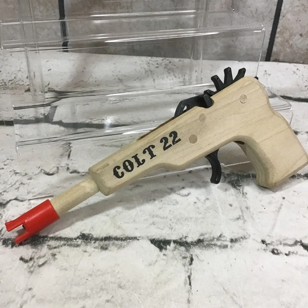 Magnum Enterprises Colt 22 Rubber Band Gun Wooden Toy Pistol Novelty